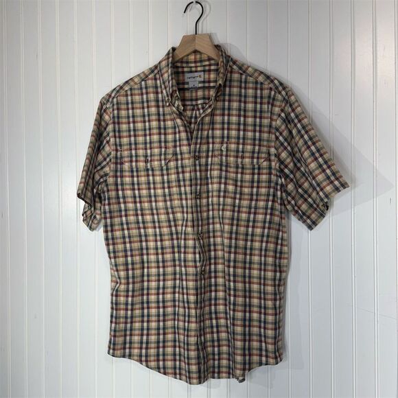 Carhartt Plaid Cotton Button Shirt Mens M Workwear Western Americana Rugged - Picture 1 of 8